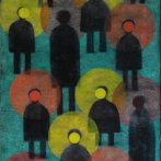 V zahradě, olej na plátně, 40 × 80 cm, 2018