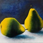 Hrušky, 30  ×  25 cm, olej na plátně, 2022